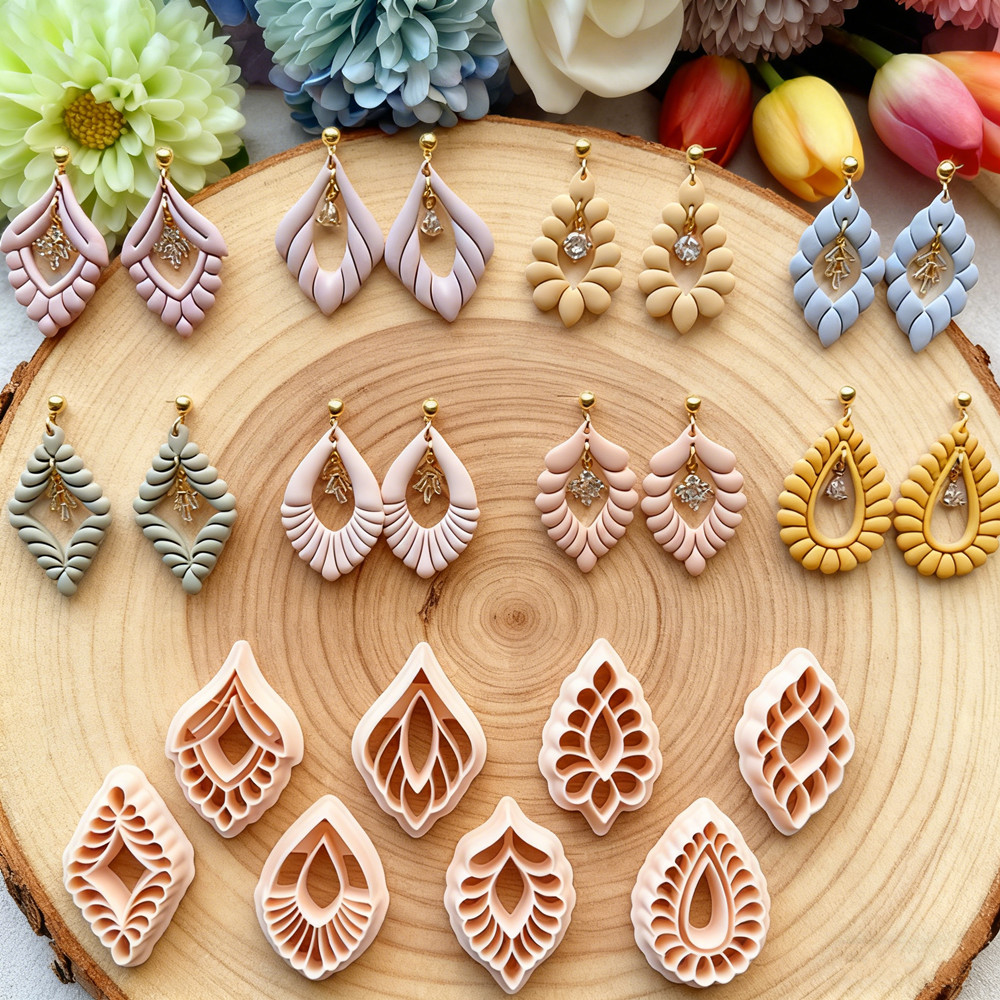 Diamond Stud Earrings - Art festonné larme déco polymère argile