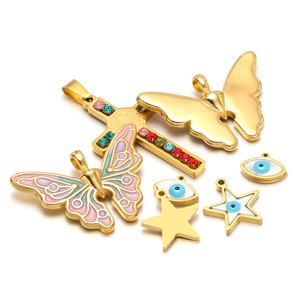 Butterfly Pendant Necklace - Breloques étoile papillon en acier inoxydable