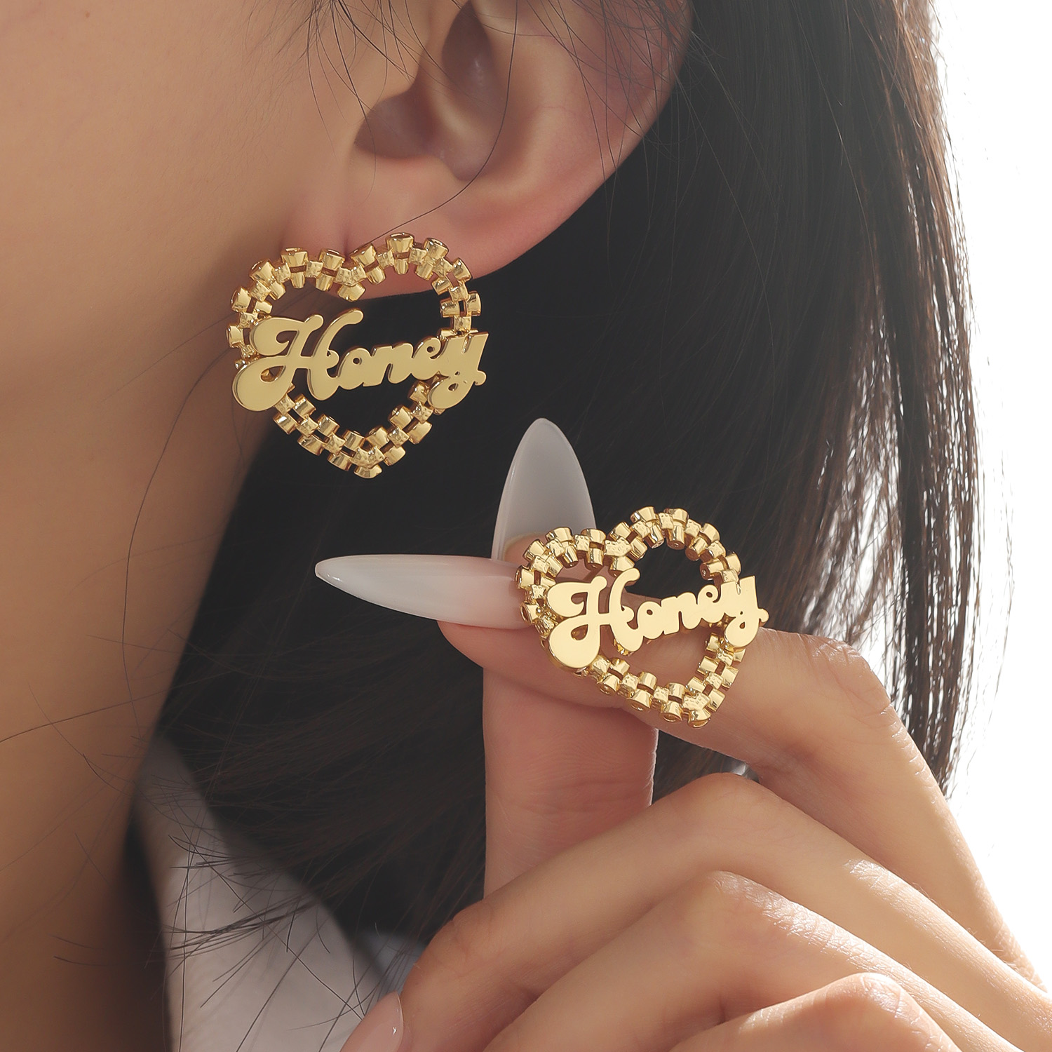 Jewelry Watches For Kids - Boucles d'oreilles créoles personnalisées en acier