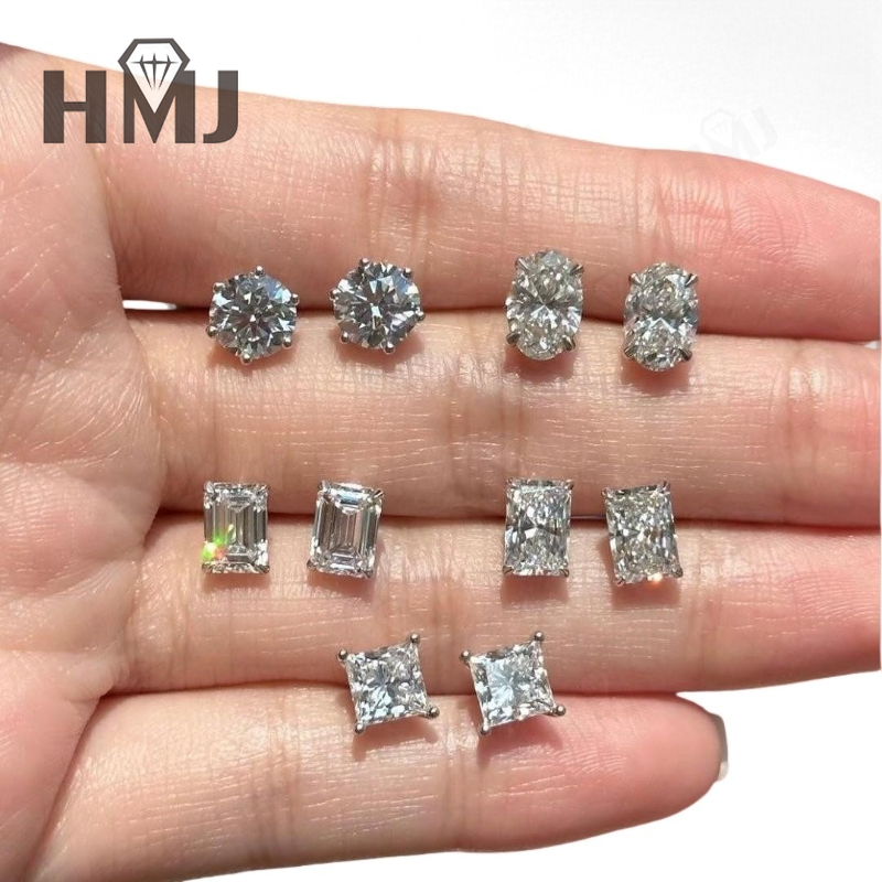 Diamond Stud Earrings - Boucles d'oreilles en argent Sterling 925,
