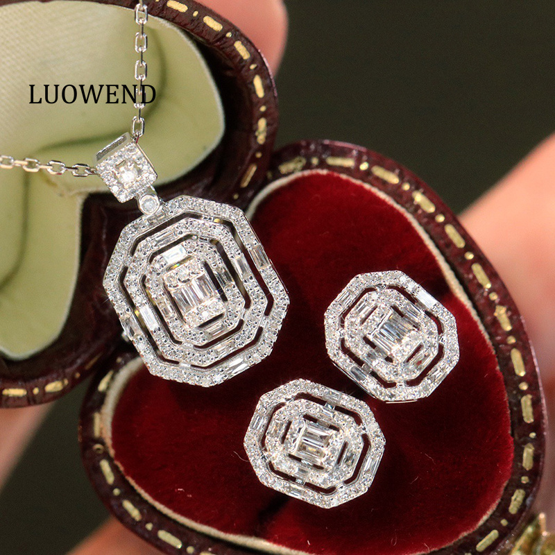Diamond Stud Earrings - LUOWEND Boucles d'oreilles et collier en
