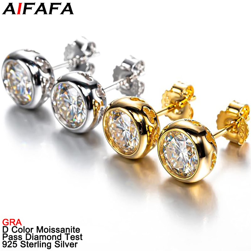 Diamond Stud Earrings - Boucles d'oreilles en diamant Moissanite couleur