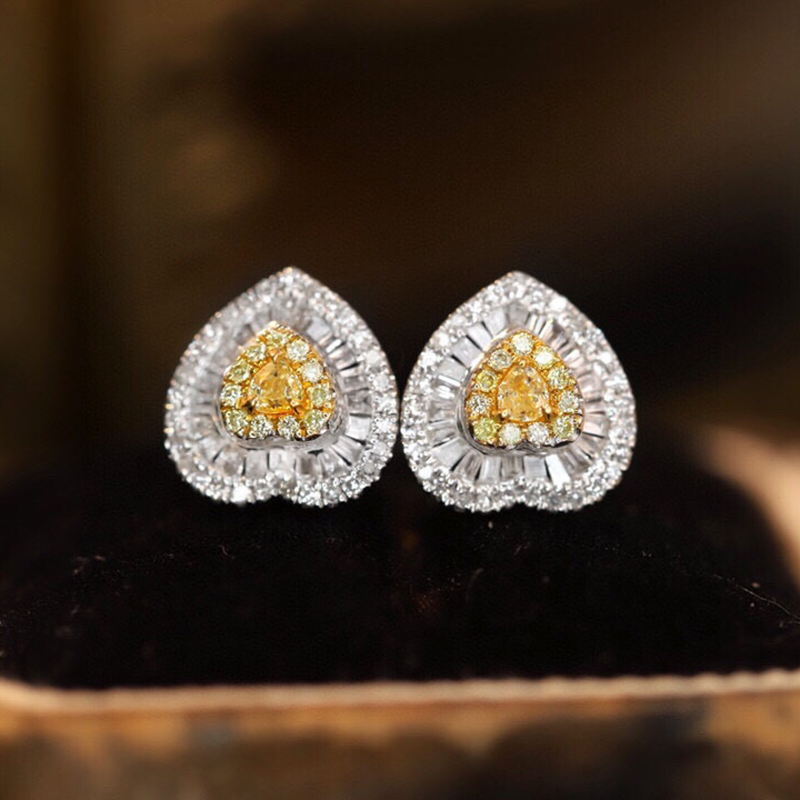 Aazuo réel 18K or blanc massif - Diamond Stud Earrings avis et prix