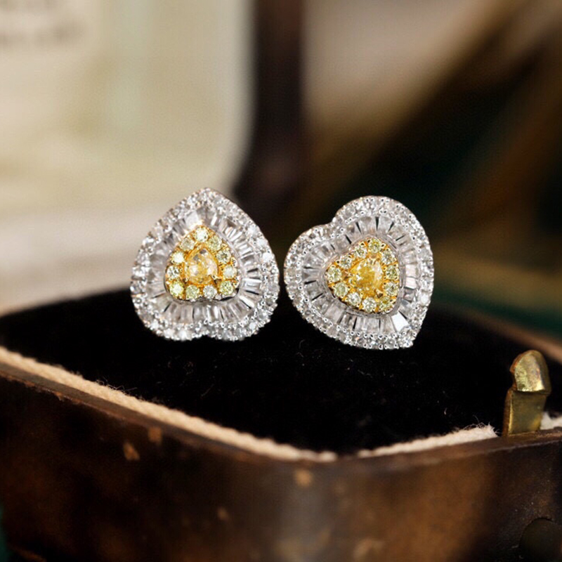 Aazuo réel 18K or blanc massif - Diamond Stud Earrings avis et prix